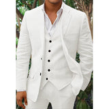 Men's Linen Suit - Classic 3-Piece - Perfect for Weddings & Formal Occasions