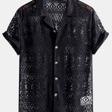 David | Sheer Crochet T-Shirt with Ethnic Pattern