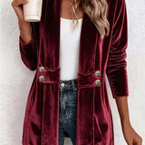 Livia | Burgundy Velvet Cardigan with Buttons