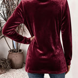Livia | Burgundy Velvet Cardigan with Buttons