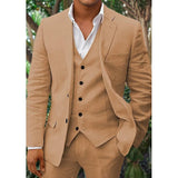 Men's Linen Suit - Classic 3-Piece - Perfect for Weddings & Formal Occasions