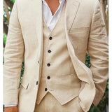 Men's Linen Suit - Classic 3-Piece - Perfect for Weddings & Formal Occasions