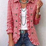 Giulia | Gingham Check Jacket with Ruffles and Buttons