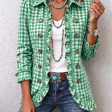 Giulia | Gingham Check Jacket with Ruffles and Buttons