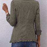 Alessandra | Boho-Chic Jacket with Floral Embroidery and Gathered Details