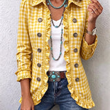 Giulia | Gingham Check Jacket with Ruffles and Buttons