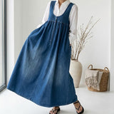 Karen | Soft Washed Vintage Denim Maxi Dress