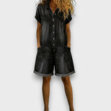 Joan | Short Vintage Cotton Denim Dungarees