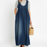 Karen | Soft Washed Vintage Denim Maxi Dress
