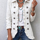 Camilla | Boho-Chic Jacket with Ivory Floral Embroidery and Gathered Details