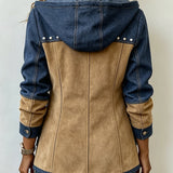 Natalie | Navy and Camel Hooded Jacket