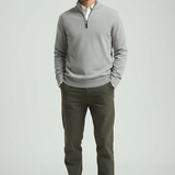 Men's Quarter-Zip Jumper – Slim-Fit Sports Pullover with Stand Collar