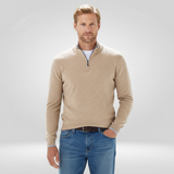 Men's Zip-Up Jumper – Half-Zip Jumper with Ribbed Texture and Comfortable Fit