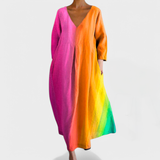 Ana - Colourful Dress with V-Neckline