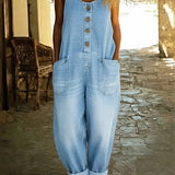 Ruth | Vintage Washed Cotton Denim Dungarees