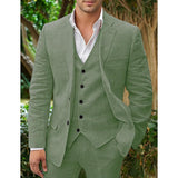 Men's Linen Suit - Classic 3-Piece - Perfect for Weddings & Formal Occasions