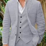 Men's Linen Suit - Classic 3-Piece - Perfect for Weddings & Formal Occasions