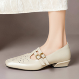Marisol | Double-Strap Perforated Leather Mary Jane Pump