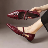 Quenby | Pointed Lattice-Cutout Mary Jane Flat