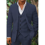Men's Linen Suit - Classic 3-Piece - Perfect for Weddings & Formal Occasions