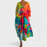 Ana - Colourful Dress with V-Neckline