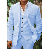 Men's Linen Suit - Classic 3-Piece - Perfect for Weddings & Formal Occasions